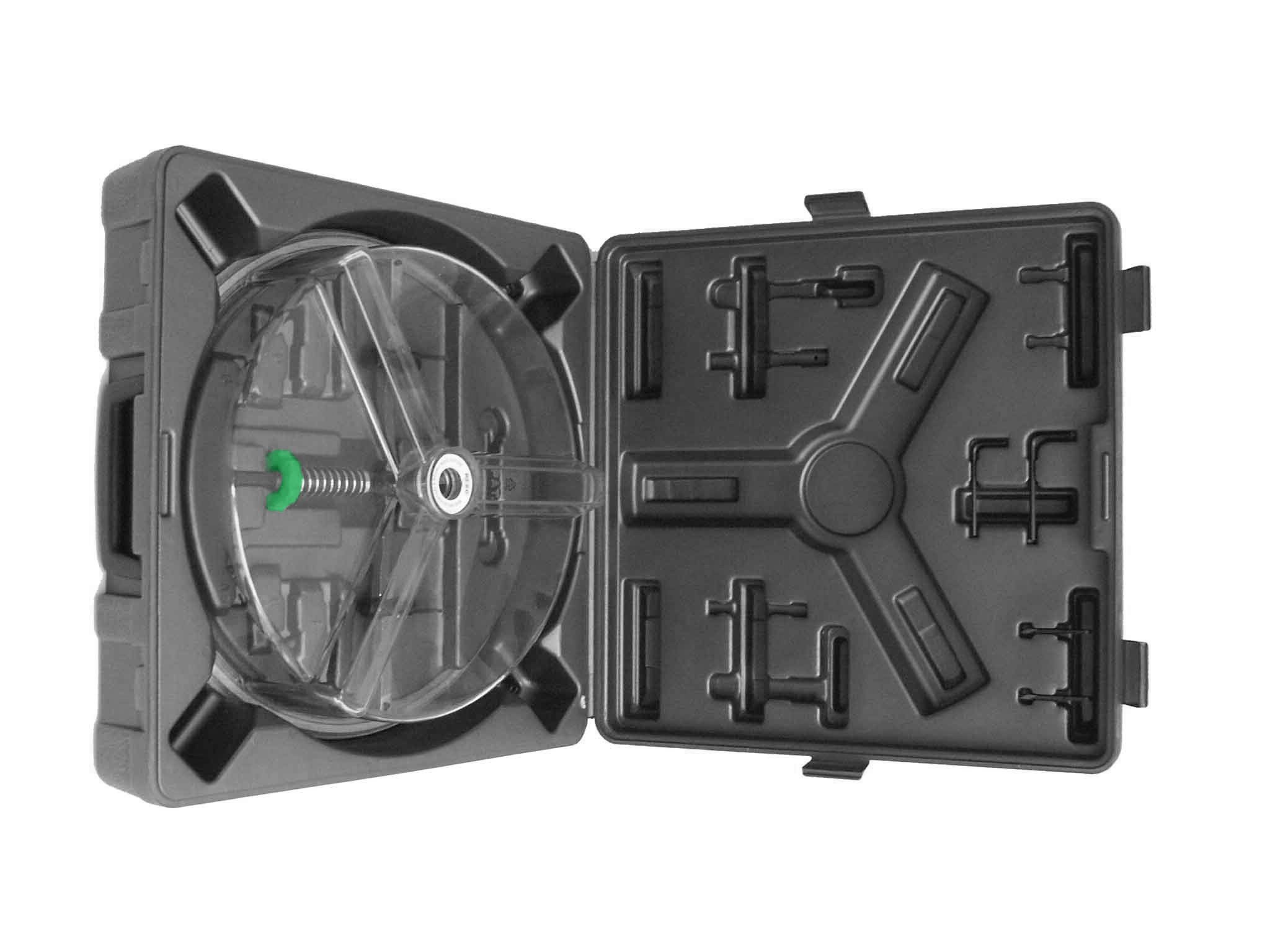 BERG BHC 425 Metall-, Holz- und Trockenbaukreisschneider, Ø 48-425 mm I Inkl. Hartmetall- und Stahlmesser-set I Staubgeschütztes Arbeiten I Präzise Kugellager I Lieferung im Transportkoffer