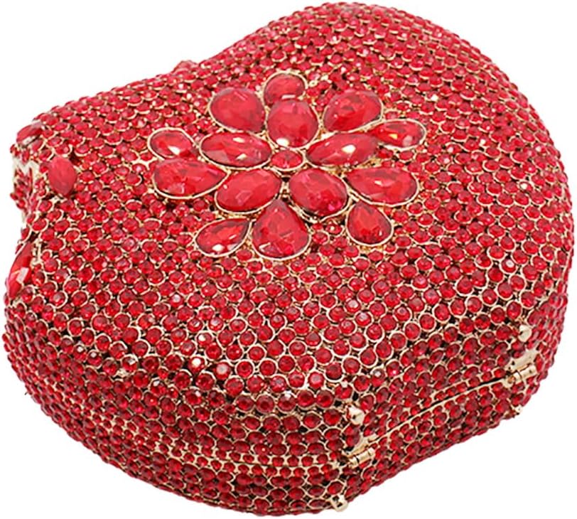 RomanticDesign Women Cute Apple Shape Evening Clutch Glitter Rhinestone Diamond Handbag Party Prom Banquet Purse