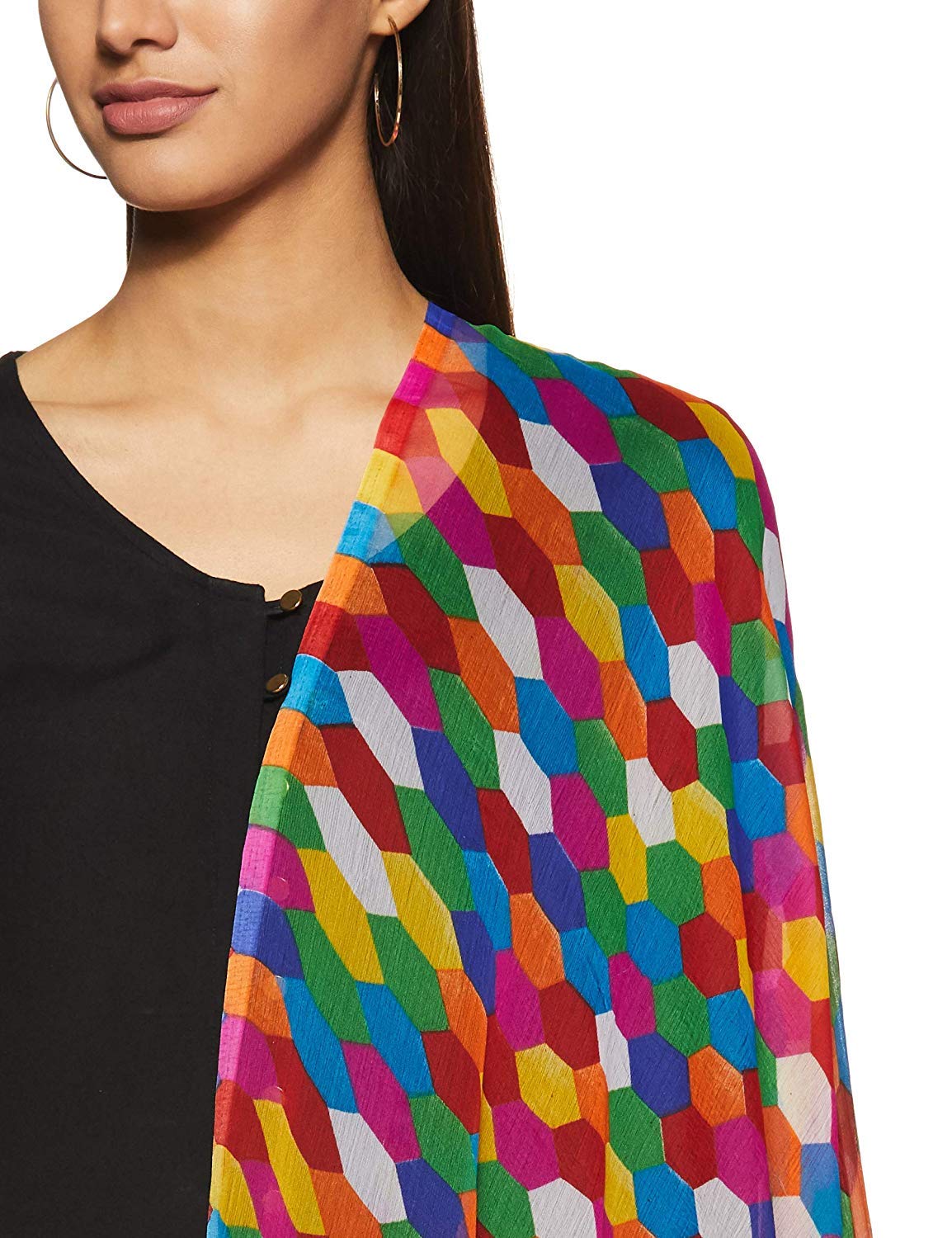 Weavers Villa Women's Solid Cotton Dupatta (Dp-Football_Multi_Large_Multicolour_L), 2.10 Mtrs