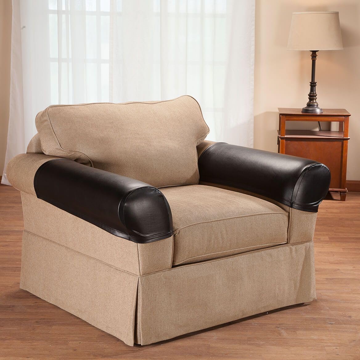 SK.Royal Faux Leather Arm Rest Covers Black – Set of 2, 25 1/2" L x 6 1/4" W x 8 1/2" H