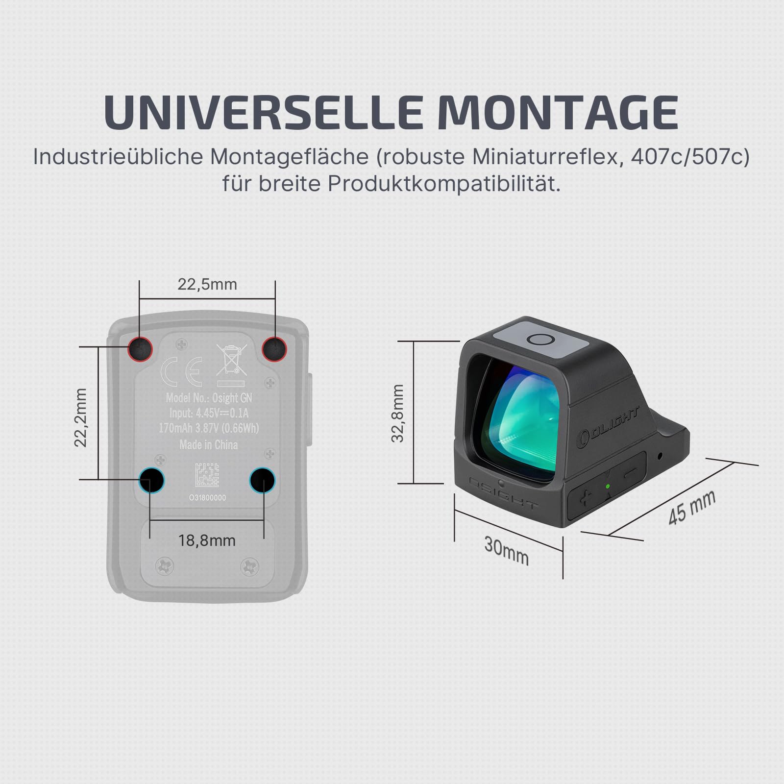 OLIGHT Osight 3 MOA Mirino reflex ricaricabile senza paraxle tattico