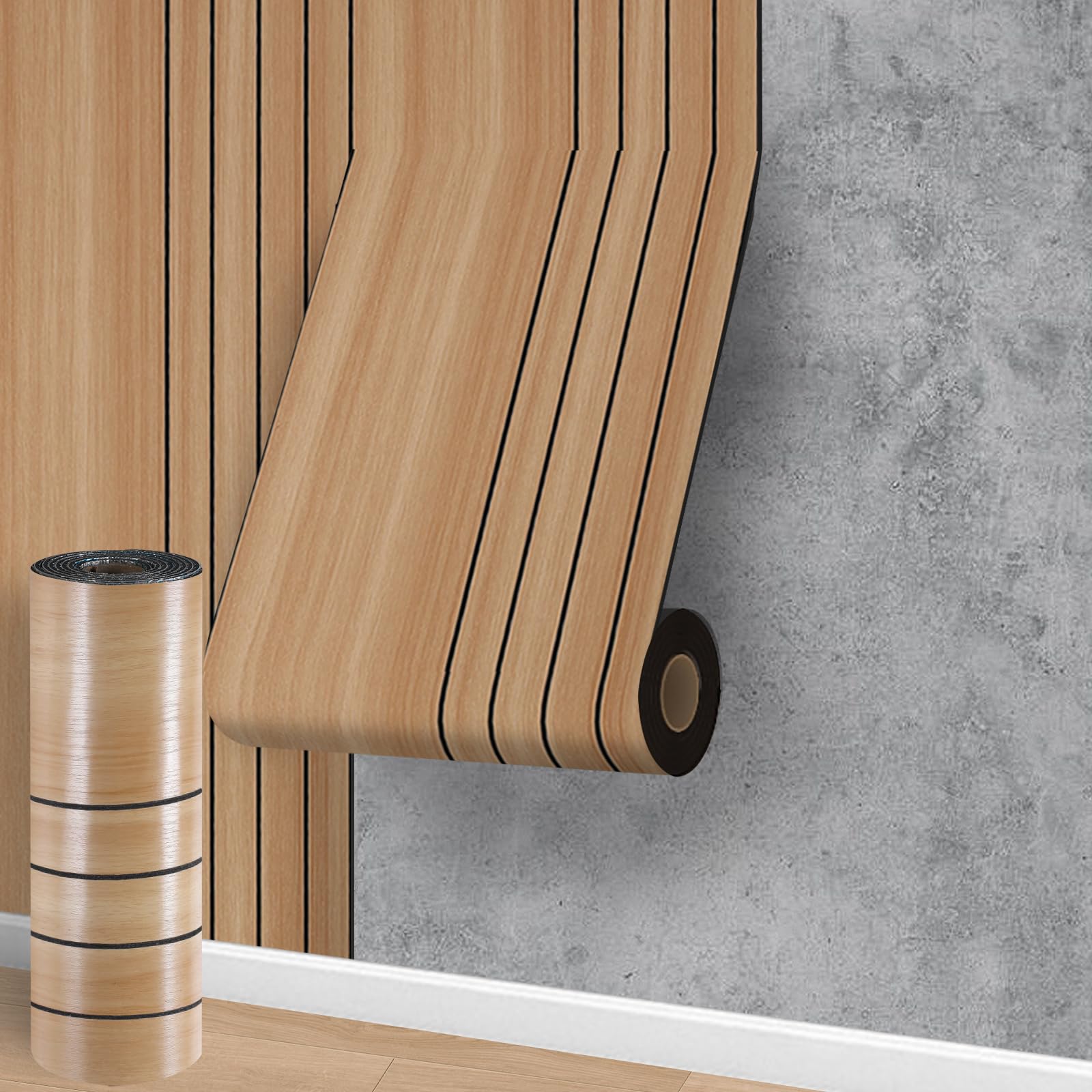 Cathpetic Brown Self Adhesive Wall Panels,Peel and Stick Wall Panels,Wood Slats Wallpaper 3x0.4m 3D Wallpaper 3mm Thick Insulation Wood Wall Panelling for Kitchen Bathroom Living Room Bedroom