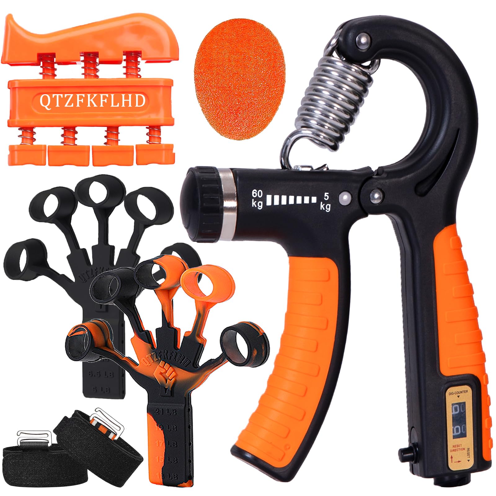 Grip Strength Trainer with Forearm Strengthener, Hand Grip Strengthener, Hand Extension Exerciser, Stress Relief Ball and Hand Grip Strengthener for Muscle Building and Injury Recover(5 PCS)