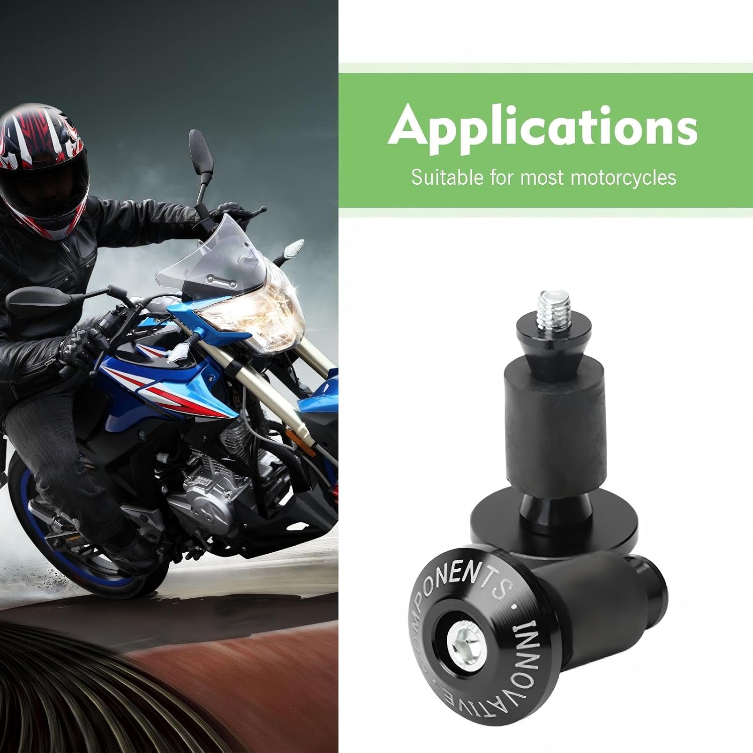 2 PCS Motorcycle Handlebar Grips, 7/8" Bar Ends Plugs, Handle Bar End Handlebar Grips Cap, Universal Modified Accessory for Most Motorcycles Dirt Bike (Black)