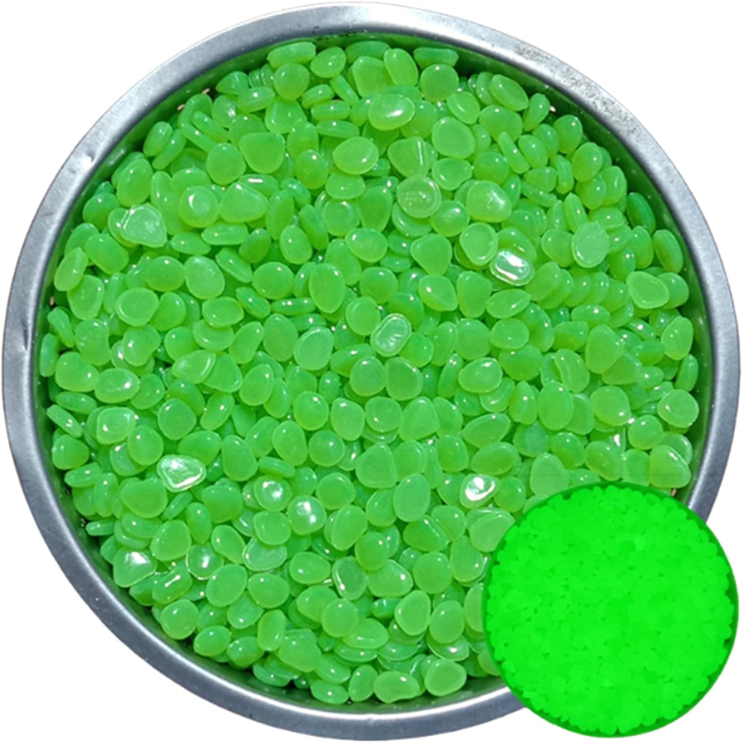 1000PCS Glow in The Dark Rocks–Luminous Stones Mixed Color Glow Decoration DIY Decorative Pebbles for Aquarium Fish Tank Garden Path Lawn Yard Colorful Cobbles Decor (Green 1000PCS)