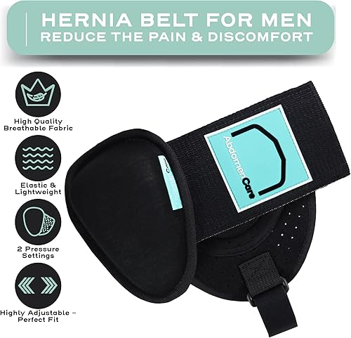 Miniatura 10 de Abdomencare Cinturón de soporte de hernia inguinal para hombres y mujeres con 2 almohadillas de compresión  Cinturón de hernia para hombres inguinal