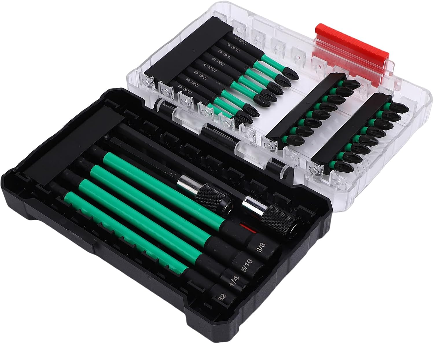 Fafeicy Impact Bit Set, 5 Piece S2 Alloy Steel Hex Shank Impact Driver Bits with Buffer Zone for Wood Metal Cement Drilling and Screw Driving