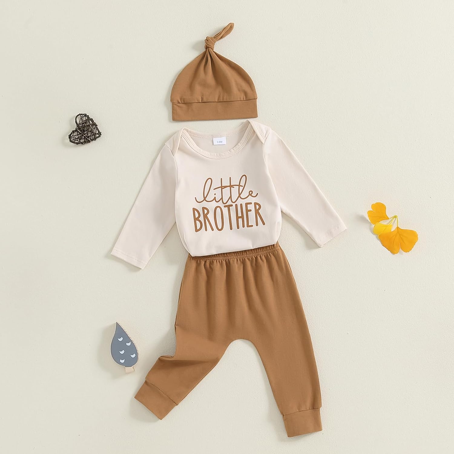Baby Boys 3Pcs Fall Outfits Long Sleeve Letter Print Romper + Pants + Hat Set Newborn Clothes - Image 7