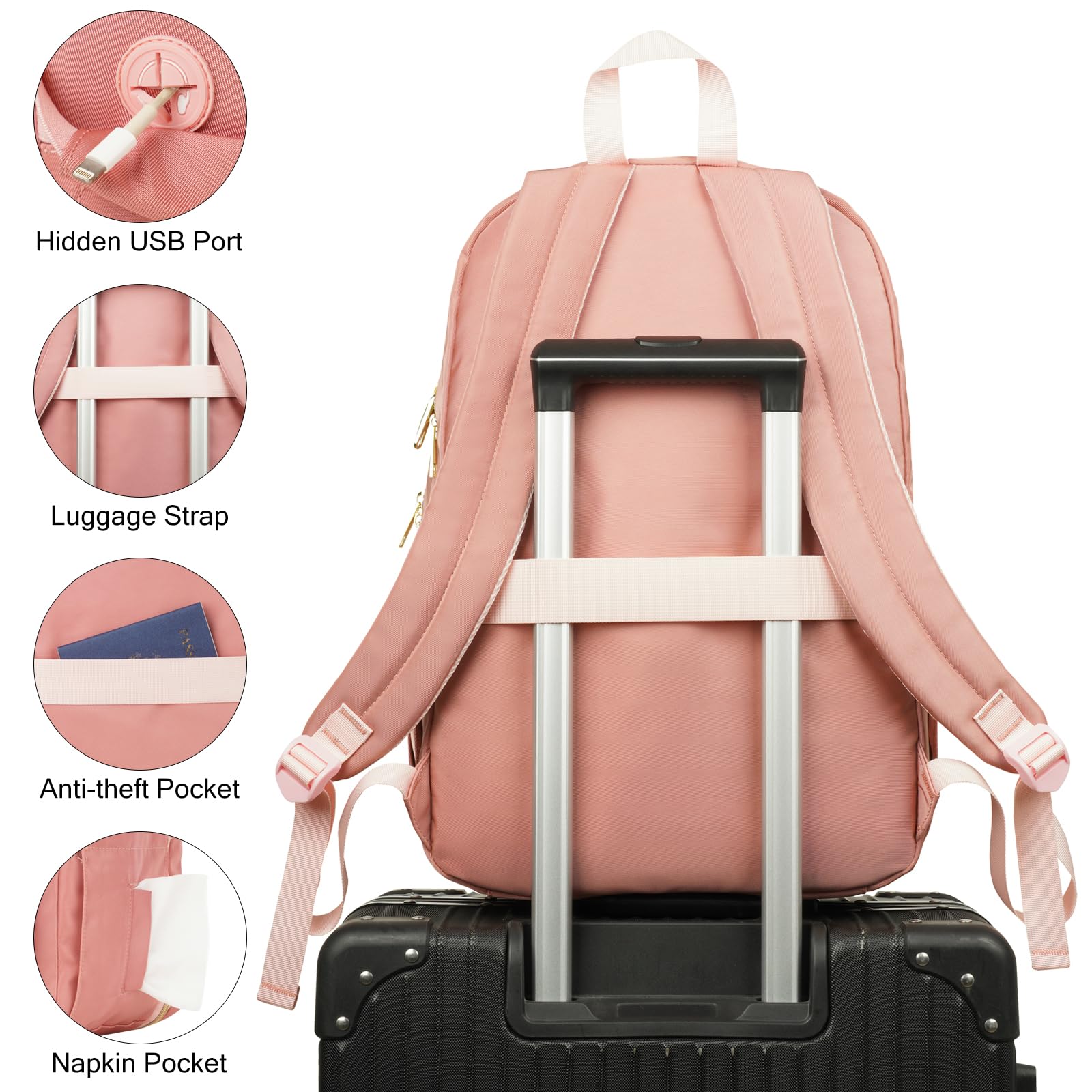Zaini per computer portatili da 15,6 pollici, zaino per scuola universitaria, zaino da donna, per lavoro, viaggi, Mochila para Mujer Niña Estudiante Adolescente