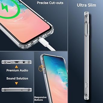 Hensinple for Samsung Galaxy S10e Case Magnetic, Galaxy S10e Phone Case [Compatible with Magsafe] Wireless Charging Transparent Back Phone Case for Samsung S10e, Clear