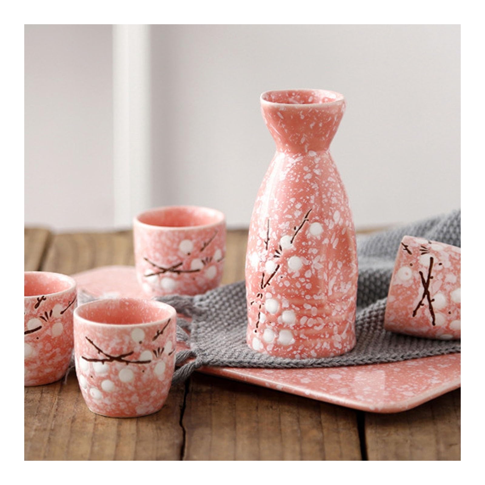 Lot de 7 chauffe-sakés en céramique traditionnelle japonaise avec tasses peintes à la main pour saké chaud, idéal pour recevoir et offrir