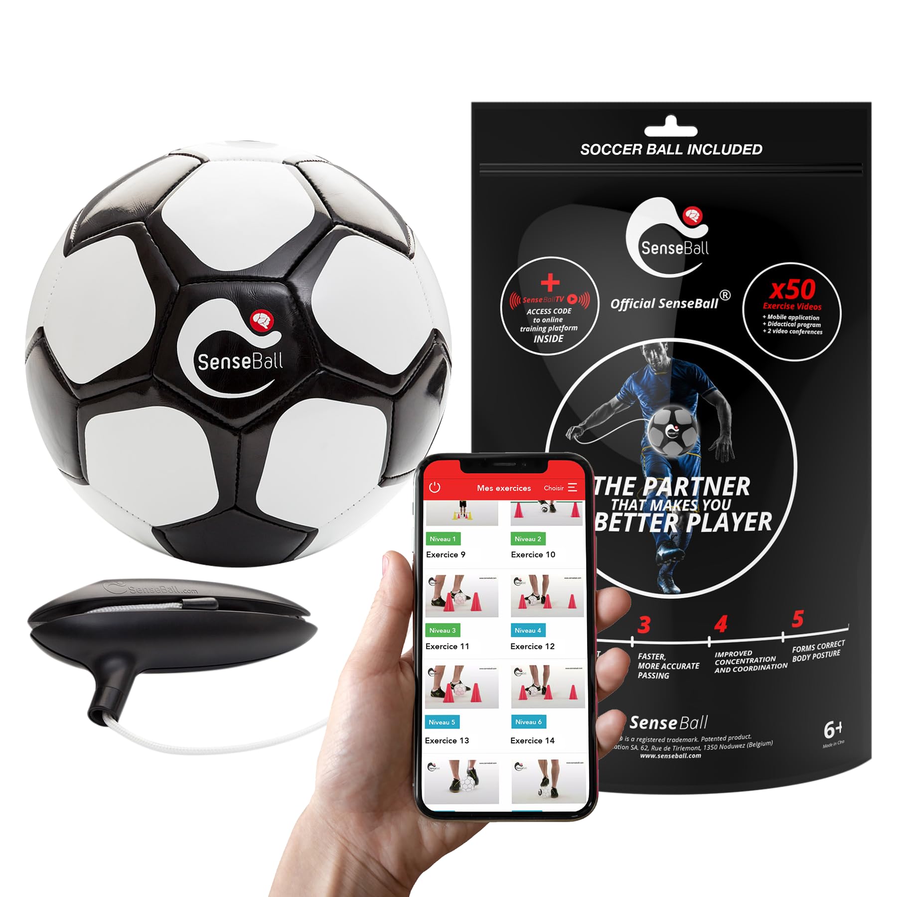 Soccer Ball & New Improved App | Daily Training Equipment for Young Players | Improve Skills & Control with Professional Soccer Coach Program & 50+ Exercise Videos