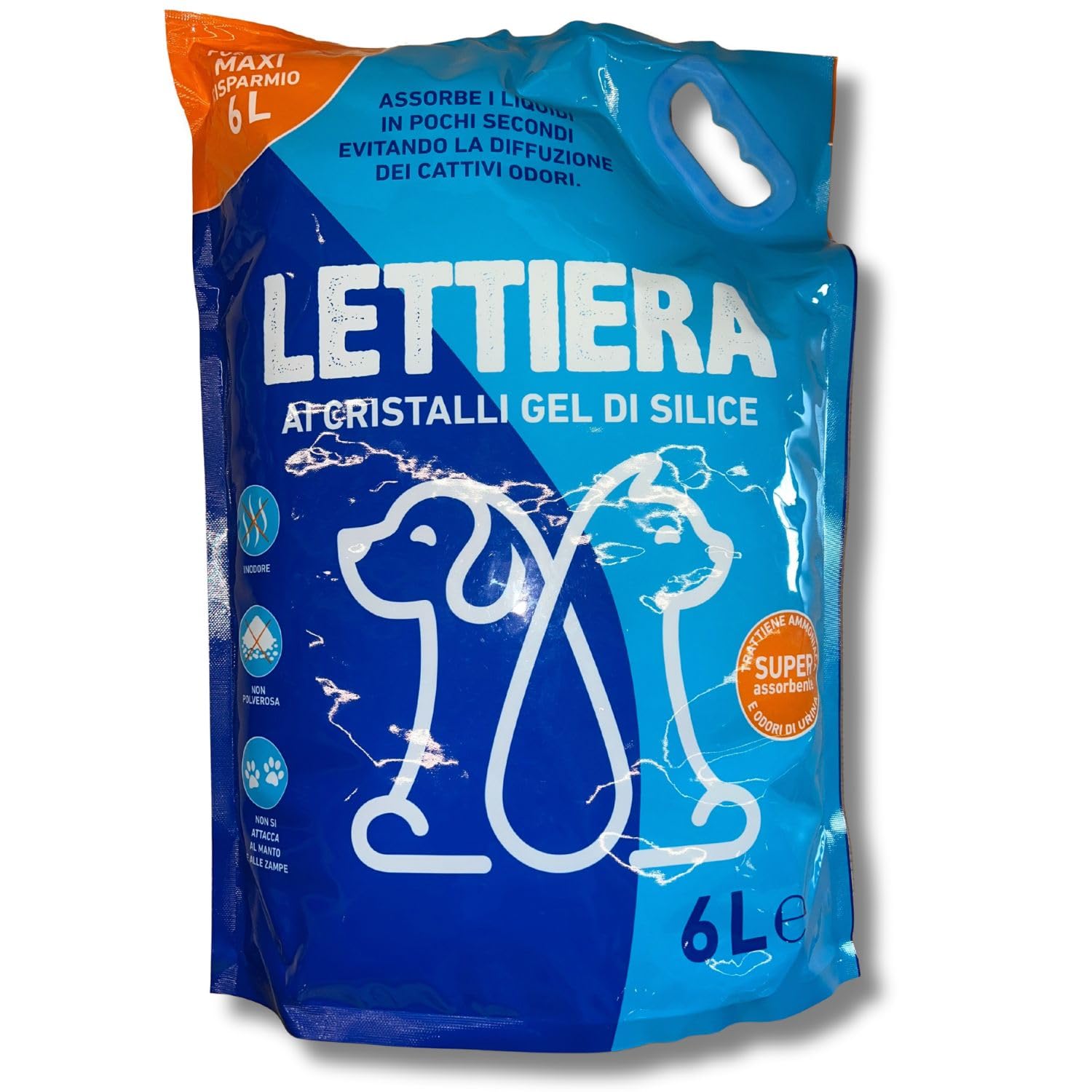 Lettiera Per Gatti In Silicio Gel Diamantato, Confezione Risparmio Maxi Formato 6L x 6 Pack, Lettiera Gatto, Lettiera Per Cani, Lettiera Silicio, Antiodore Di Lunga Durata (36 Litri)