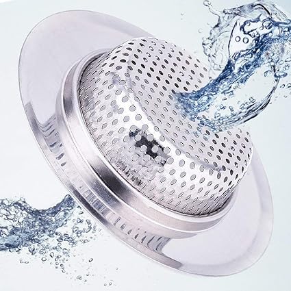 Giffy Large, 11.5 cm with 2mm Dia Holes, Stainless Steel Sink Strainer, Kitchen Drain Basin Basket Filter Stopper, 1 Pcs