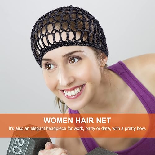 Miniatura 6 de Lurrose 10 piezas de malla de ganchillo para el pelo de red de pelo de ganchillo gorra de red de rayón sombrero corto de las mujeres redecilla de