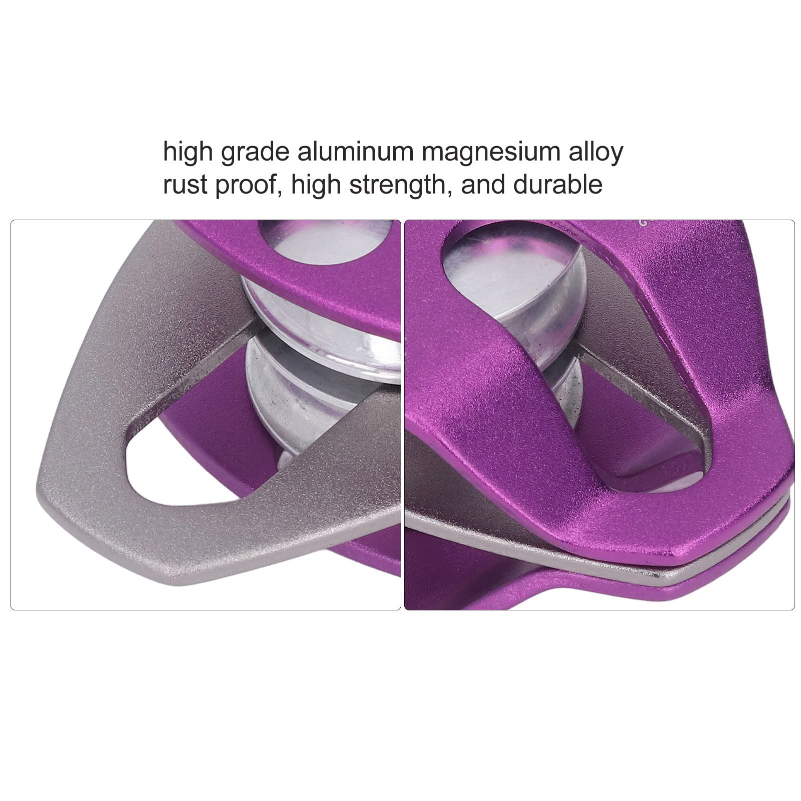 QANYEGN Double Aluminum Side Swing Pulley, Rescue Side Swing Pulley, Climbing Pulley for Backyard Zipline, Climbing, Rock Rescue Lifting