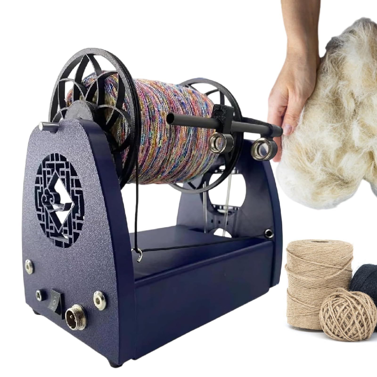 SENJINGHUA Electric Spinning Wheel and Yarn Winder with 3 Spools, Adjustable Speed for Wool, Pet Hair & Mixed Roving - Perfect for DIY Home Crafting WithPedals