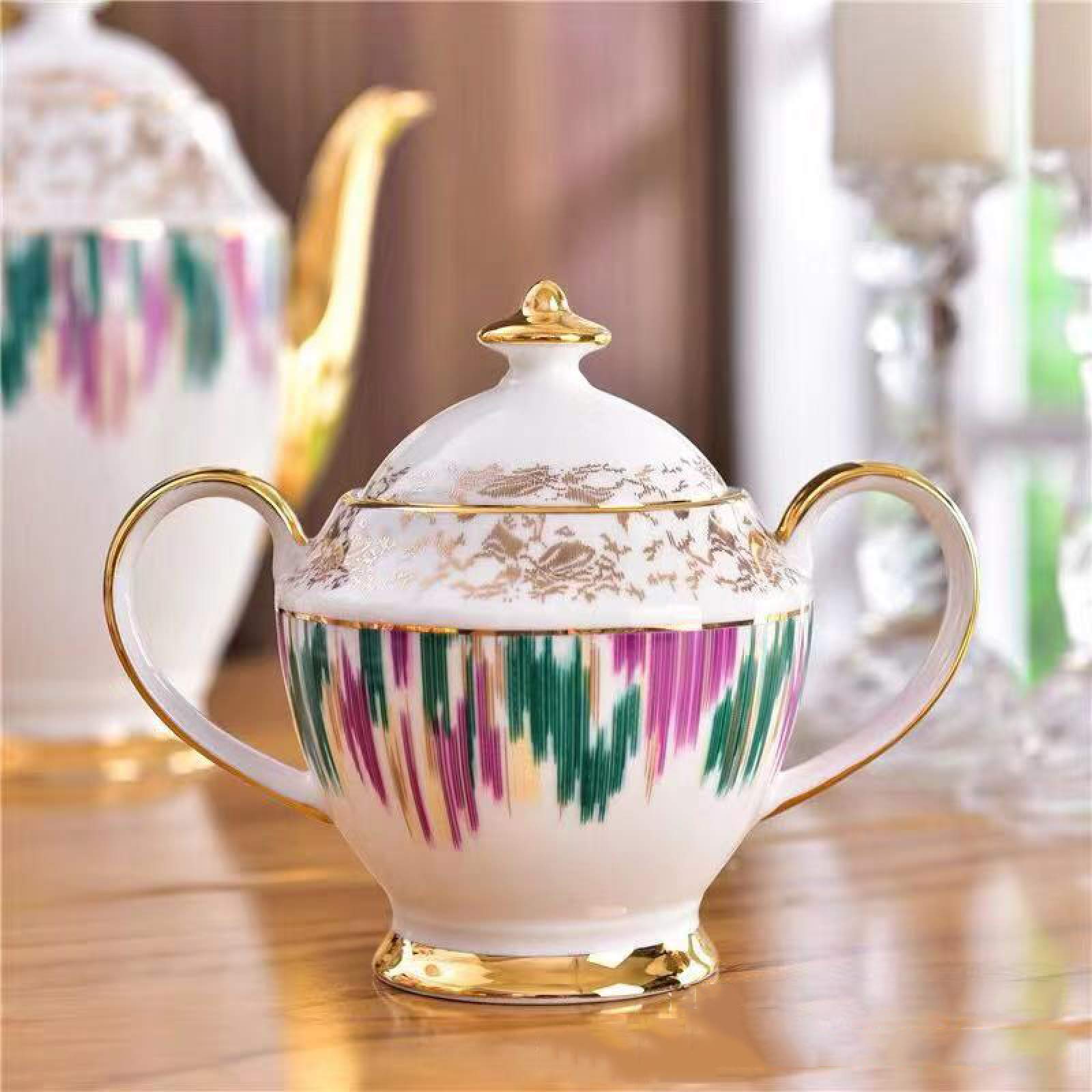 Porcelanowy zestaw do popołudniowej herbaty dla 4 osób, filiżanka z porcelany kostnej i spodek, serwis do kawy z dzbankiem na mleko i cukiernicą, prezent ślubny