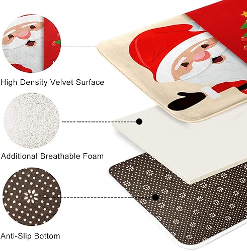 Miniatura 5 de Britimes - Tapetes de baño, antideslizantes, cubierta lavable, diseño de Navidad rojo, tapetes de decoración de baño, 16 x 24 pulgadas  40.64 x