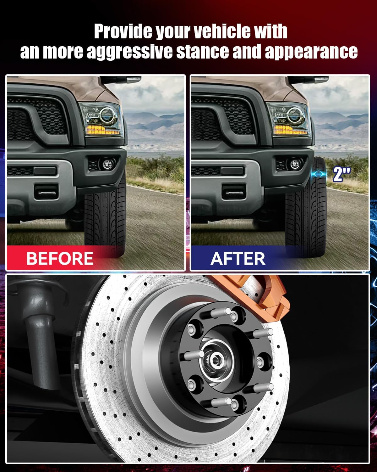 FLYCLE 5x5.5 Wheel Spacers 2 inch for 2012-2018 Ram 1500, 5 Lug 5x139.7mm 2" Forged Wheel Spacer for Ram 1500 with 14X1.5 Studs & 108mm Center Bore