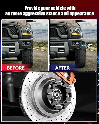 Miniatura 6 de FLYCLE 5x5.5 Wheel Spacers 2 inch for 2012-2018 Ram 1500, 5 Lug 5x139.7mm 2" Forged Wheel Spacer for Ram 1500 with 14X1.5 Studs & 108mm Center Bore