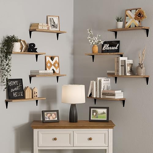 Miniatura 5 de Wallniture Arras Estantes flotantes para pared, estantería rústica de 17 x 4.5 pulgadas para decoración de sala de estar, estanterías de oficina en