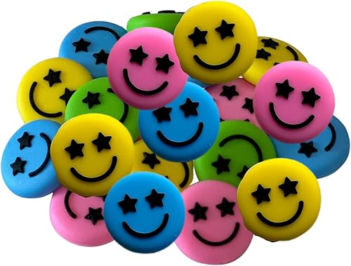 Cuentas focales de cara sonriente de silicona, varios colores, paquete de 12 unidades al por mayor para ganchos de cuerda Freshie, clip de insignia