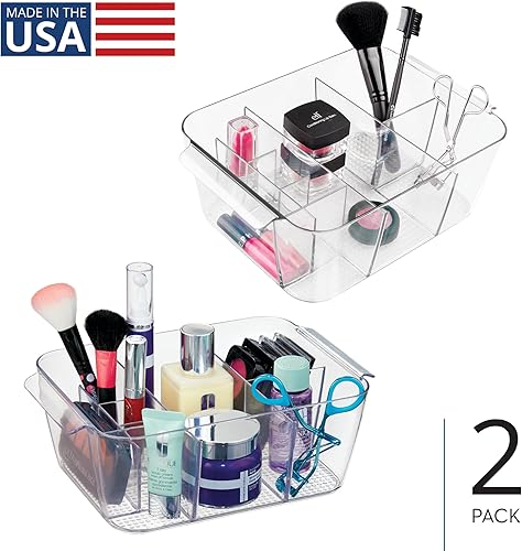 Miniatura 2 de iDesign - Organizador de maquillaje para almacenamiento de cosméticos y artículos de tocador, juego de 2, transparente, hecho en Estados Unidos