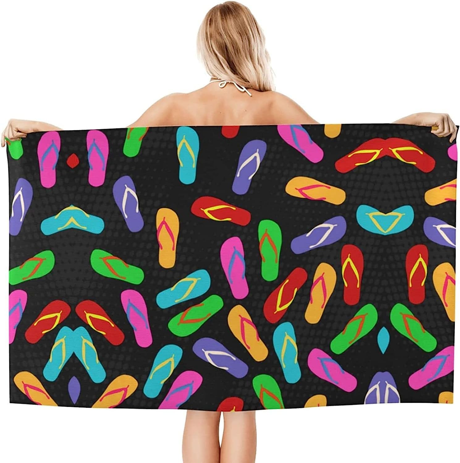 Telo Antisabbia Mare Coperta Da Spiaggia,Telo Mare Microfibra,Perfetto Per Lo Sport, Viaggi, Campeggio, Palestra, Piscina.Telo Mare Grande Ciabatte Da Spiaggia 150 X 200 Cm -6M3Z+H2C