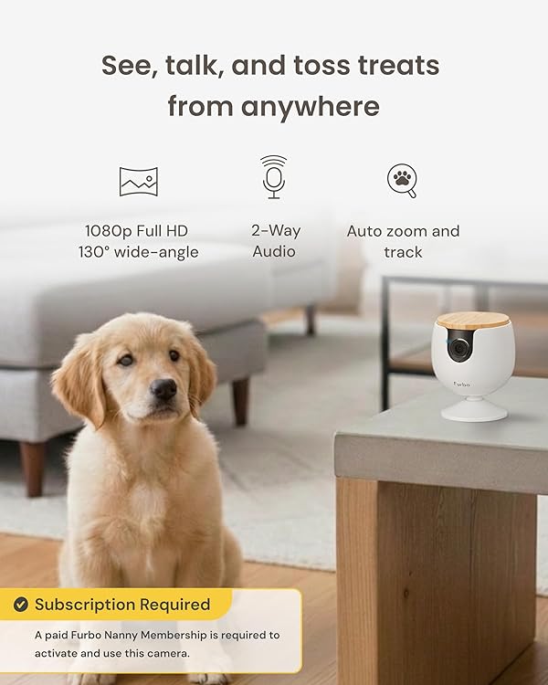 Furbo Mini Pet Camera [Subscription Required] Unlock Camera w/Paid Plan: Home Security with Dog & Cat Safety Alerts, 2-Way Audio, Mountable Smart Cam (Low Risk, 3mo Min. Cancel Anytime) by Furbo - Image 2