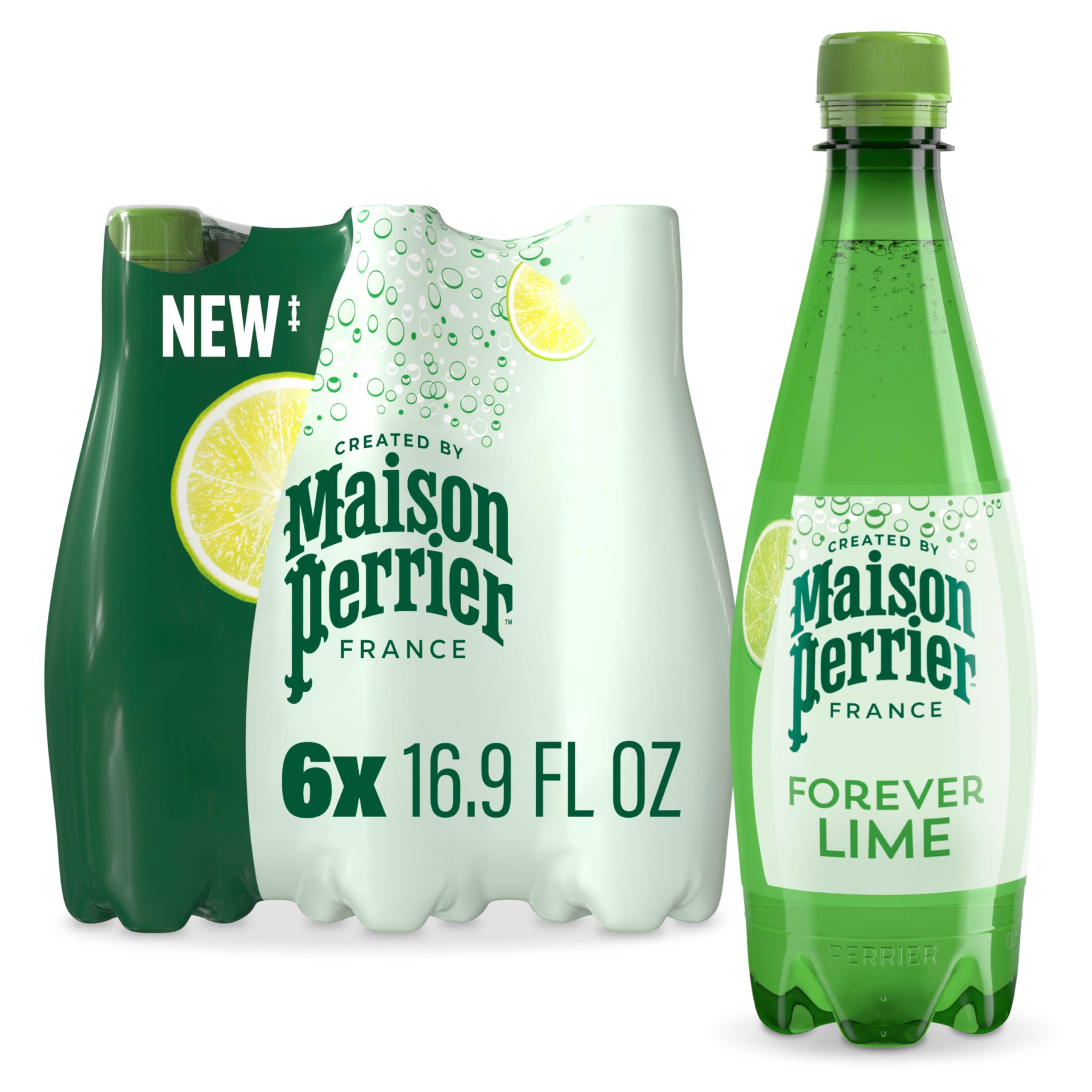 Maison Perrier Forever Lime Flavored Sparkling Water, 16.9 Fl Oz Plastic Water Bottles, 6 Count 101.4 fl oz(exp jul 2025)