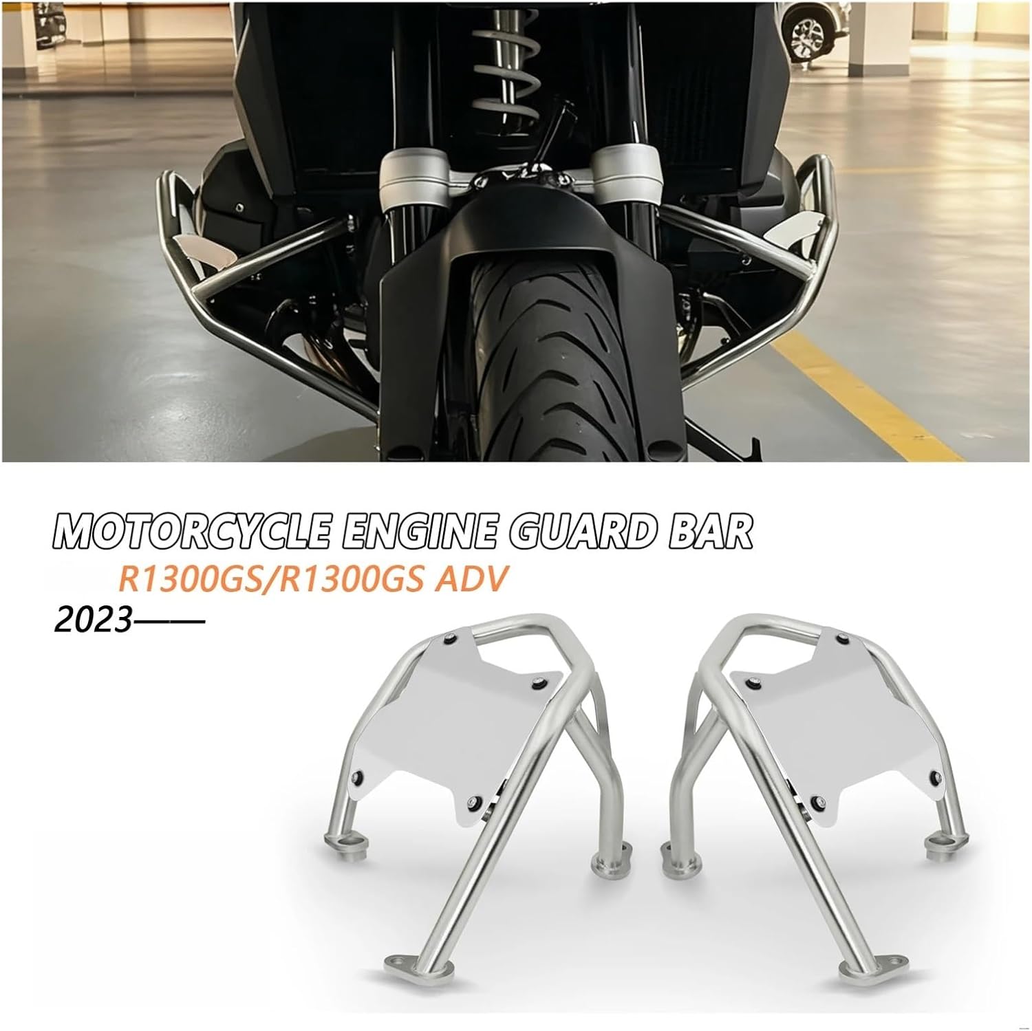 Compatible With R1300GS Adventure 2025 2024 2023 Motorcycle Crash Bar Frame Engine Protection Guard Bumper Cylinder Head Protector(Silver)