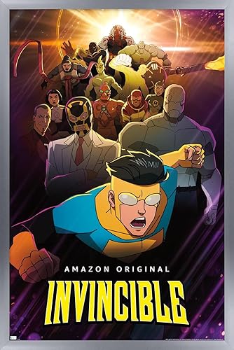 Trends International Invincible - Póster de pared de una hoja, color morado, 34 pulgadas de largo x 22.4 pulgadas, versión enmarcada en plata