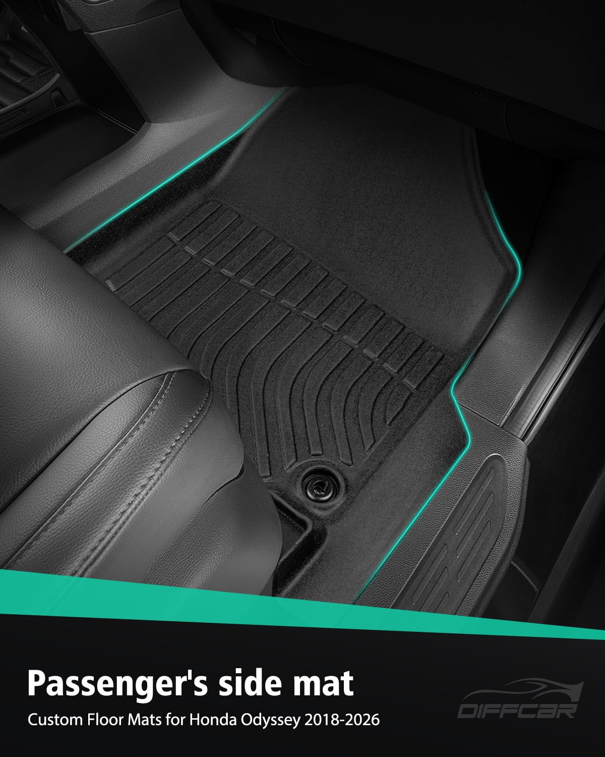 DiffCar Floor Mats Cargo Liner for Honda Odyssey 2018-2026 All Weather Car Accessories Set of 5 Mats — view 4