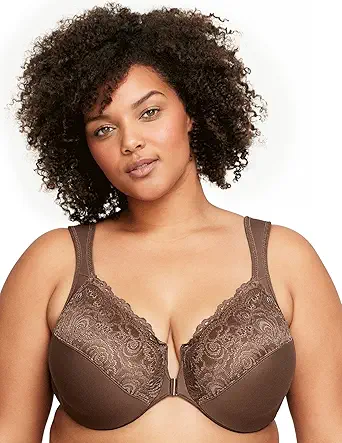 Glamorise Women's Plus Size Wonderwire Front-Closure Bra Underwire #1245