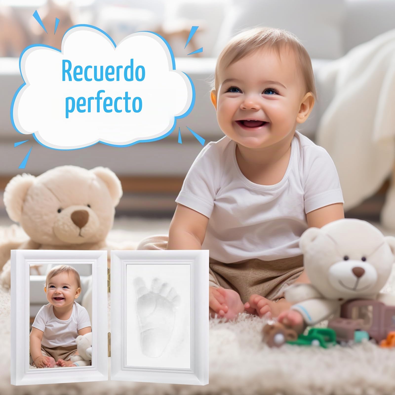 Juego de Huellas de Perro y Gato, Molde de yeso 3D - Caja de Recuerdos, Conjunto de Marco de Fotos y Huellas de Patas, para Marco de Fotos con Estampado de pata de Mascota y Juego de Sellos