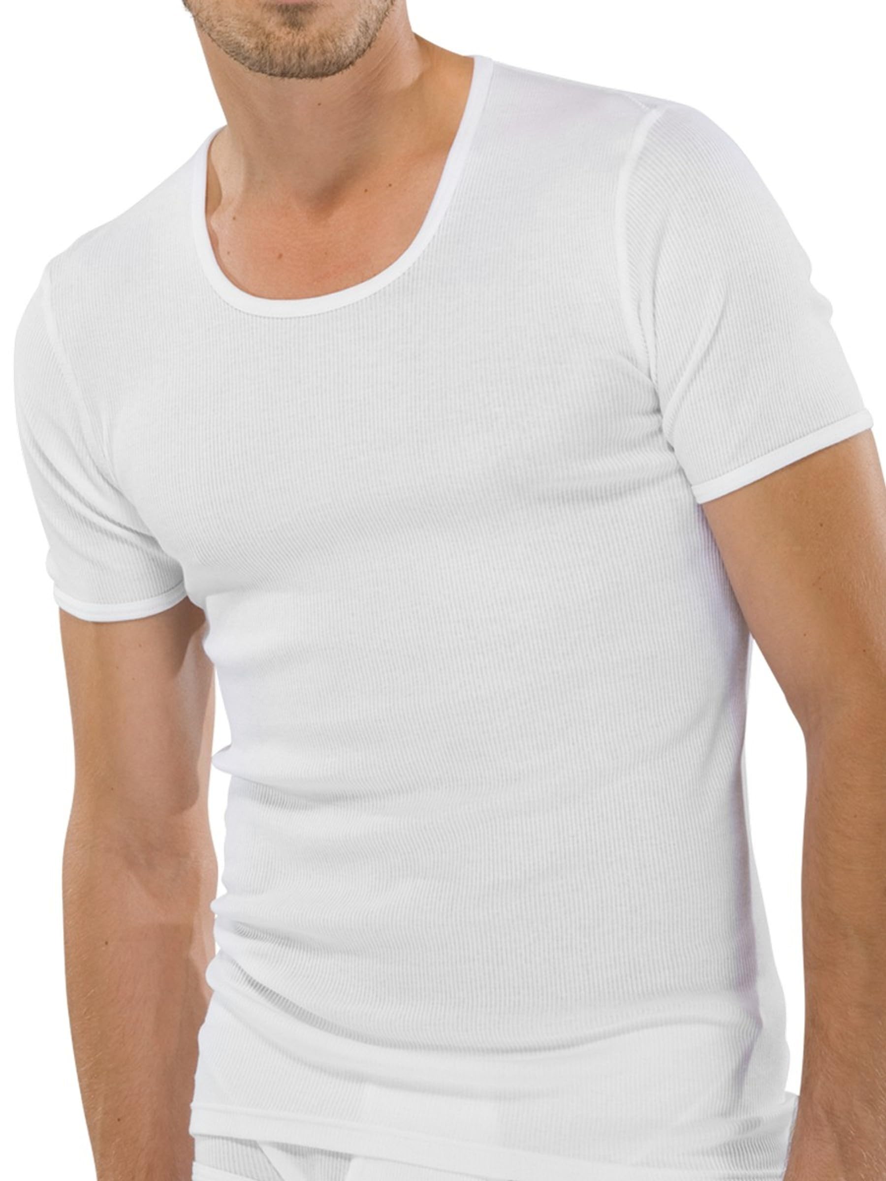Schiesser Men's Plain Crew Neck Short Sleeve Vest, Blanc - Blanc (100), Medium