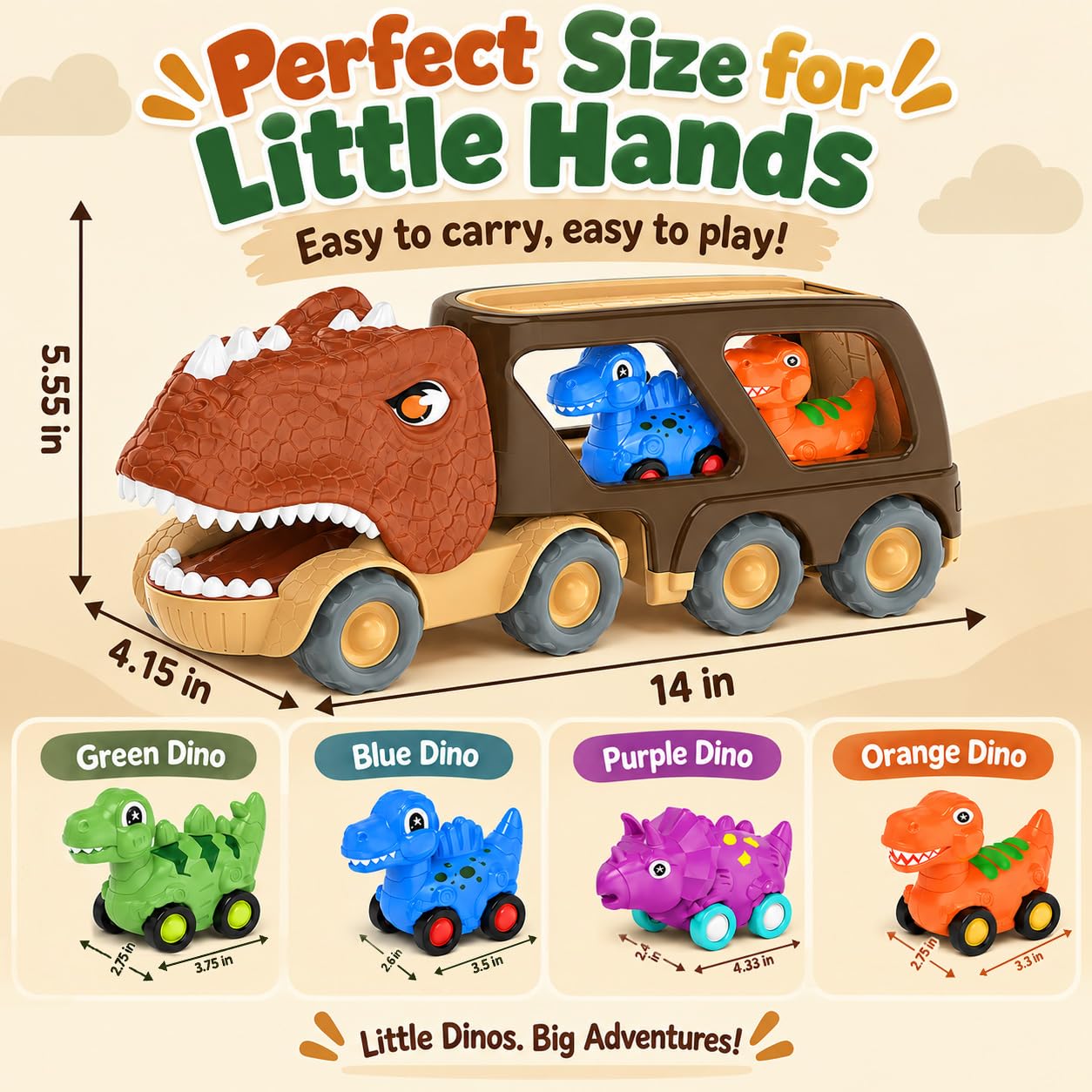 Veslier Dinosaur Carrier Truck - 4 Dino Cars! -2 Veslier Dinosaur Carrier Truck - 4 Dino Cars! -2