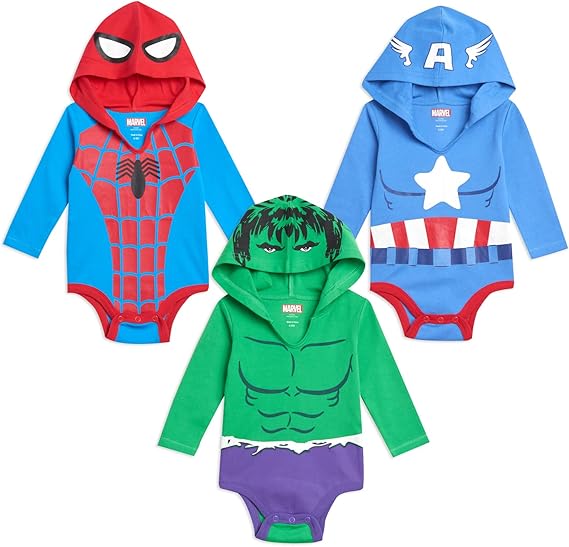 Marvel Baby,Clothing,Baby Boys 0-24m,Bodysuits & One-Pieces,Bodysuits Marvel Avengers Hulk Captain America Spider-Man Baby 3 Pack Cosplay Bodysuits Newborn to Infant