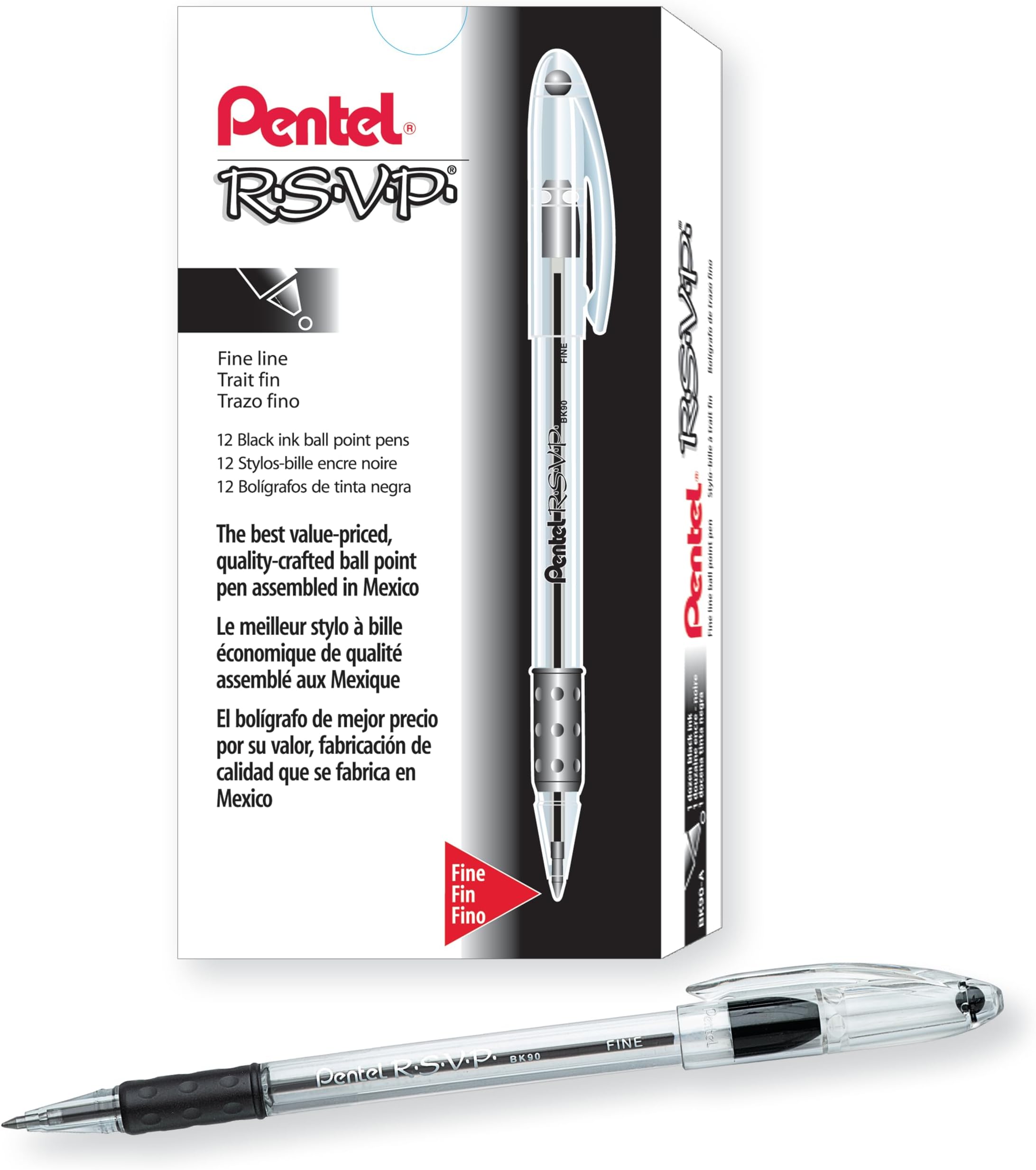 Pentel RSVP 12 Count 0.7mm Ballpoint Pen - Black