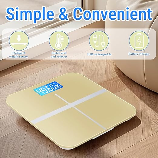 Báscula de Baño Digital de Vidrio Templado, Smart, Color Dorado miniatura 3