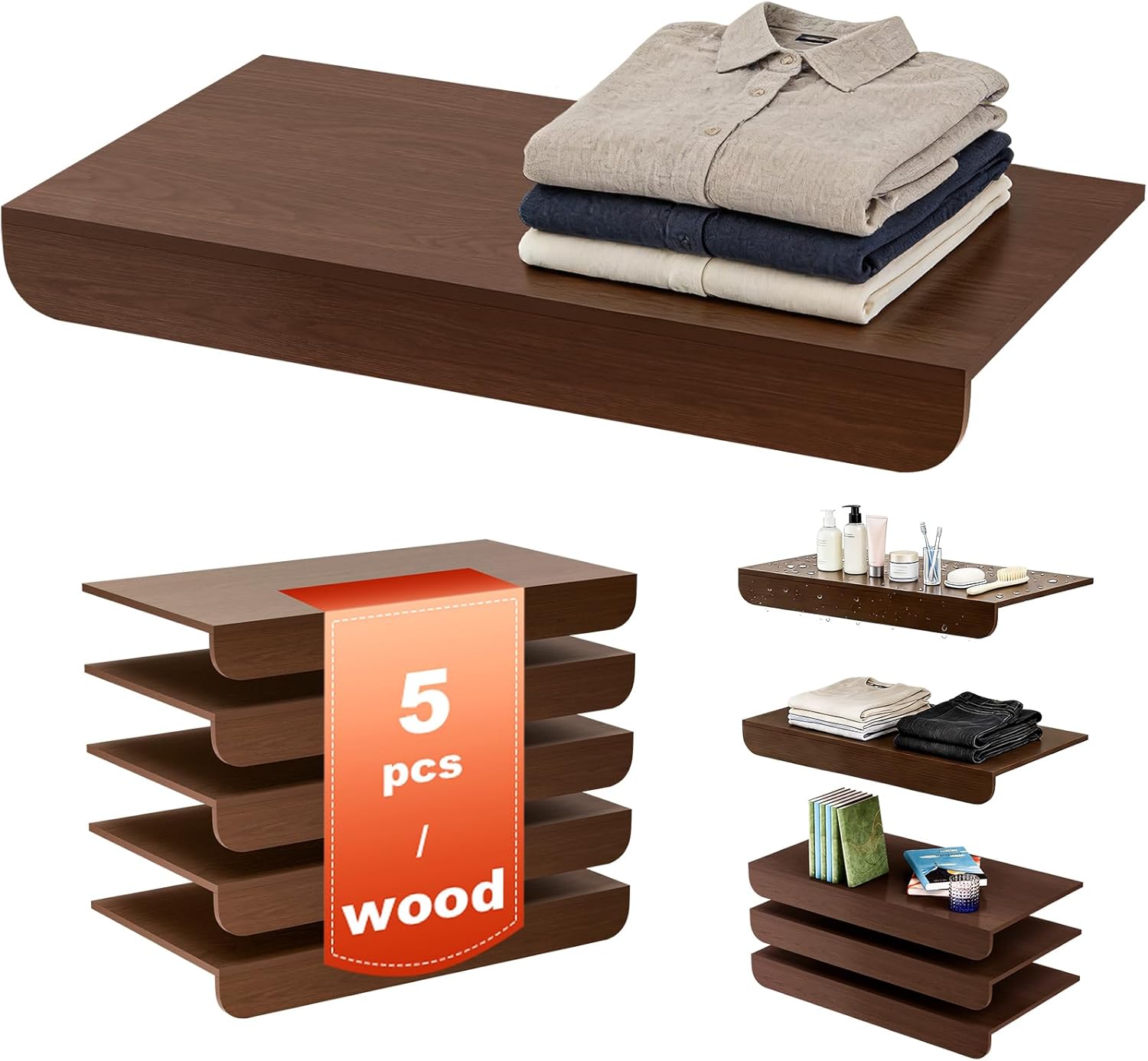 5 Pcs 24 * 12'' Wire Shelf Covers, Wood Shelf Covers for Wire Shelving, Pantry, Closet, Laundry Room,