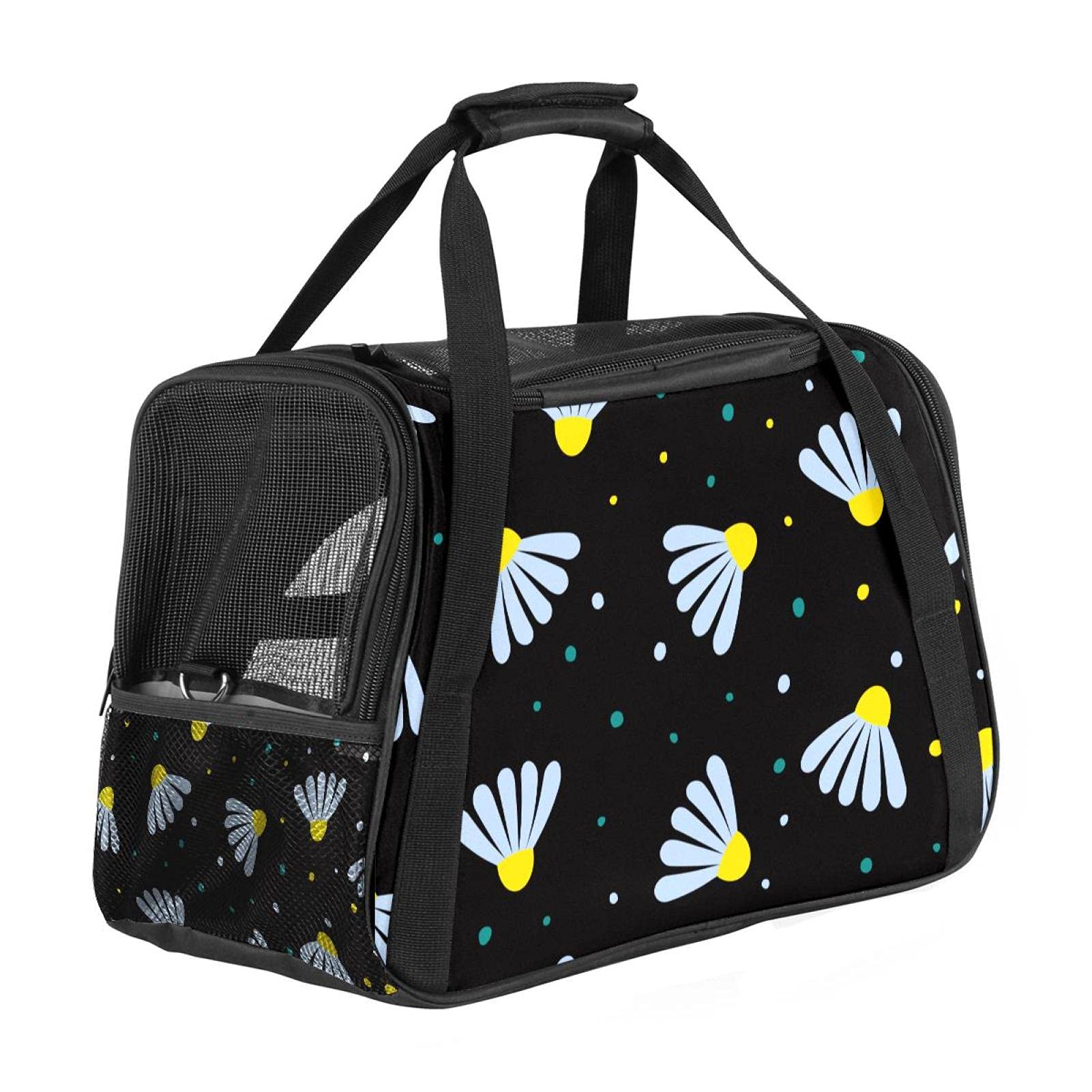 Sac de transport portable chat chien lapin | Sac homologué cabine avion souple imprimé fleuri