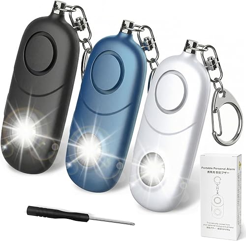 Miniatura 12 de Alarma personal para mujeres, llavero de alarma: Qoosea 4 unidades de llavero de emergencia de 135 dB sirena con luz estroboscópica para mujeres,