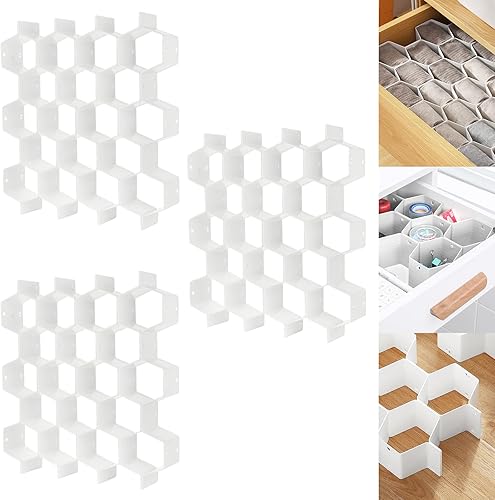 Poeland Organizador divisor de cajones 8pcs DIY rejilla de plástico panal cajón divisor blanco 24pcs