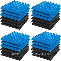 Vista 23 de JBER - Paquete de 48 paneles acústicos de espuma, cuñas de estudio autoadhesivas mejoradas de 1 x 12 x 12 pulgadas, acolchado insonorizante