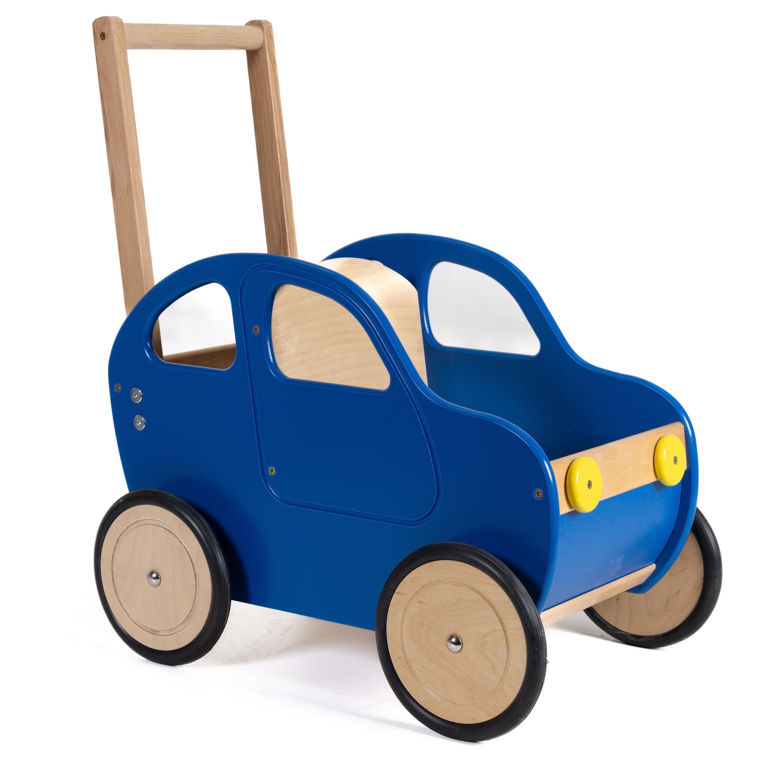 Lauflernwagen Holz Auto Baby Laufwagen Griff höhenverstellbar Farbe Auswahl (Blau)