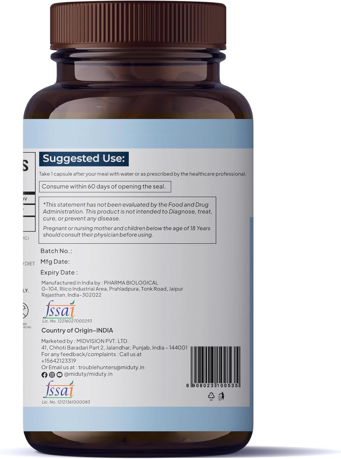 Miduty by Palak Notes Liposomal Glutathione 85% - Most Bioavailable Form - Antioxidant - 650 mg Capsule - 30 Caps