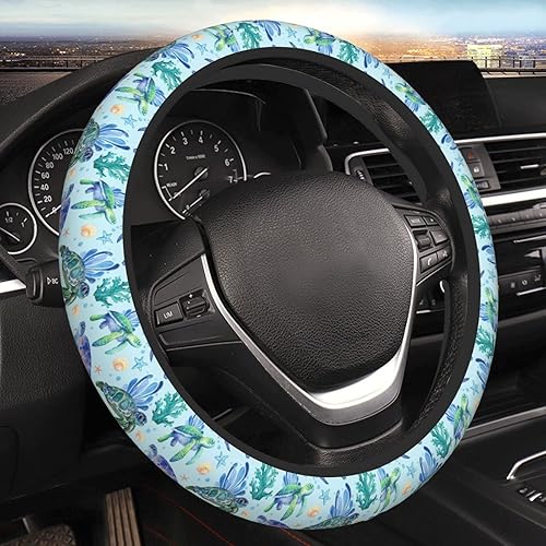 Funda antideslizante para volante de tortuga marina, absorción de sudor, universal de 15 pulgadas, accesorios de automóvil lindos para hombres y