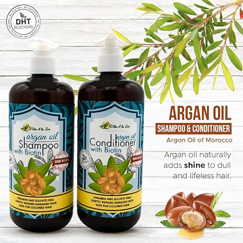 Miniatura 4 de Juego de champú y acondicionador de aceite de argán y biotina  Fórmula de fuerza profesional  Reparación del cabello natural tratamiento hidratante